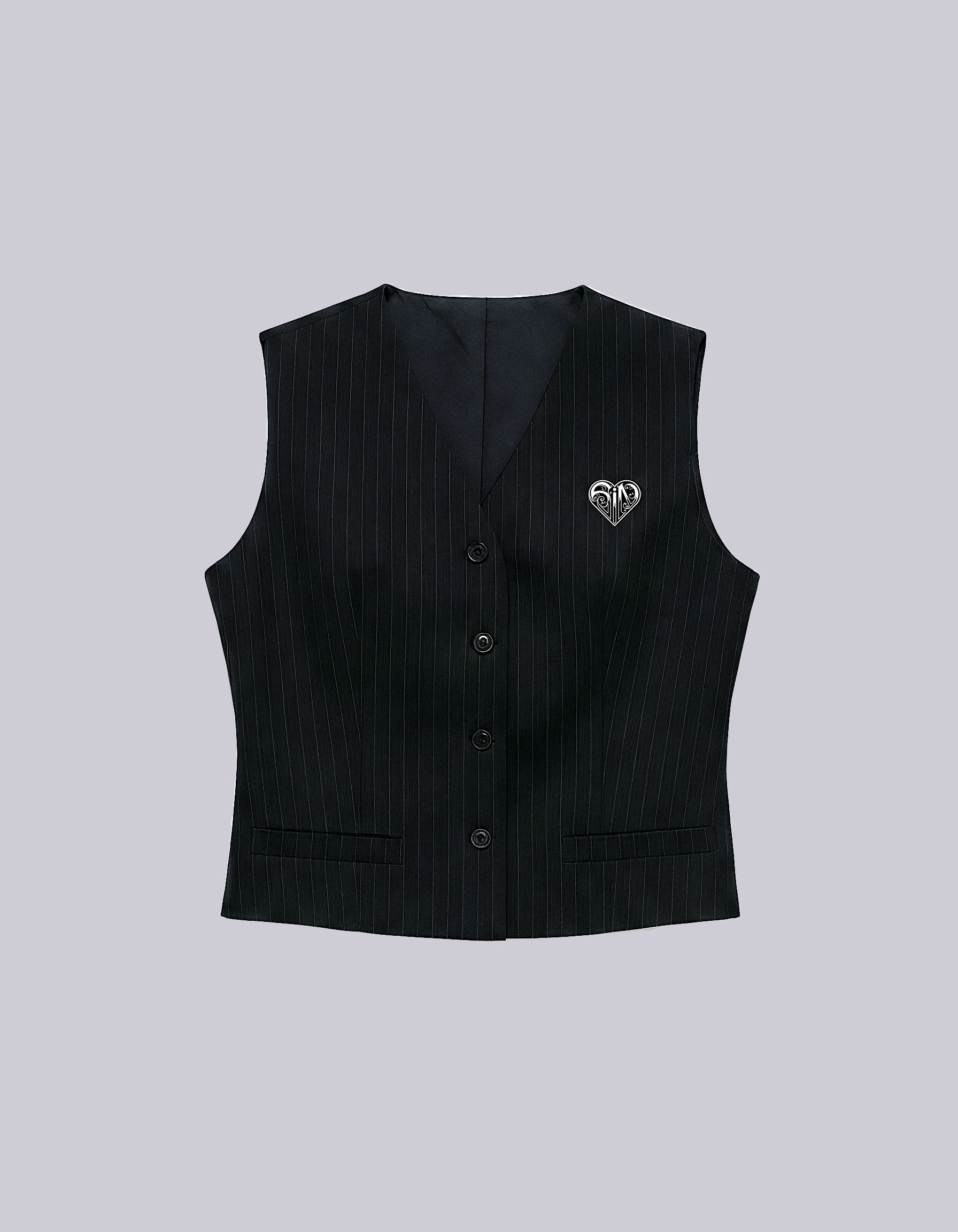 Pinstripe Graphic Vest