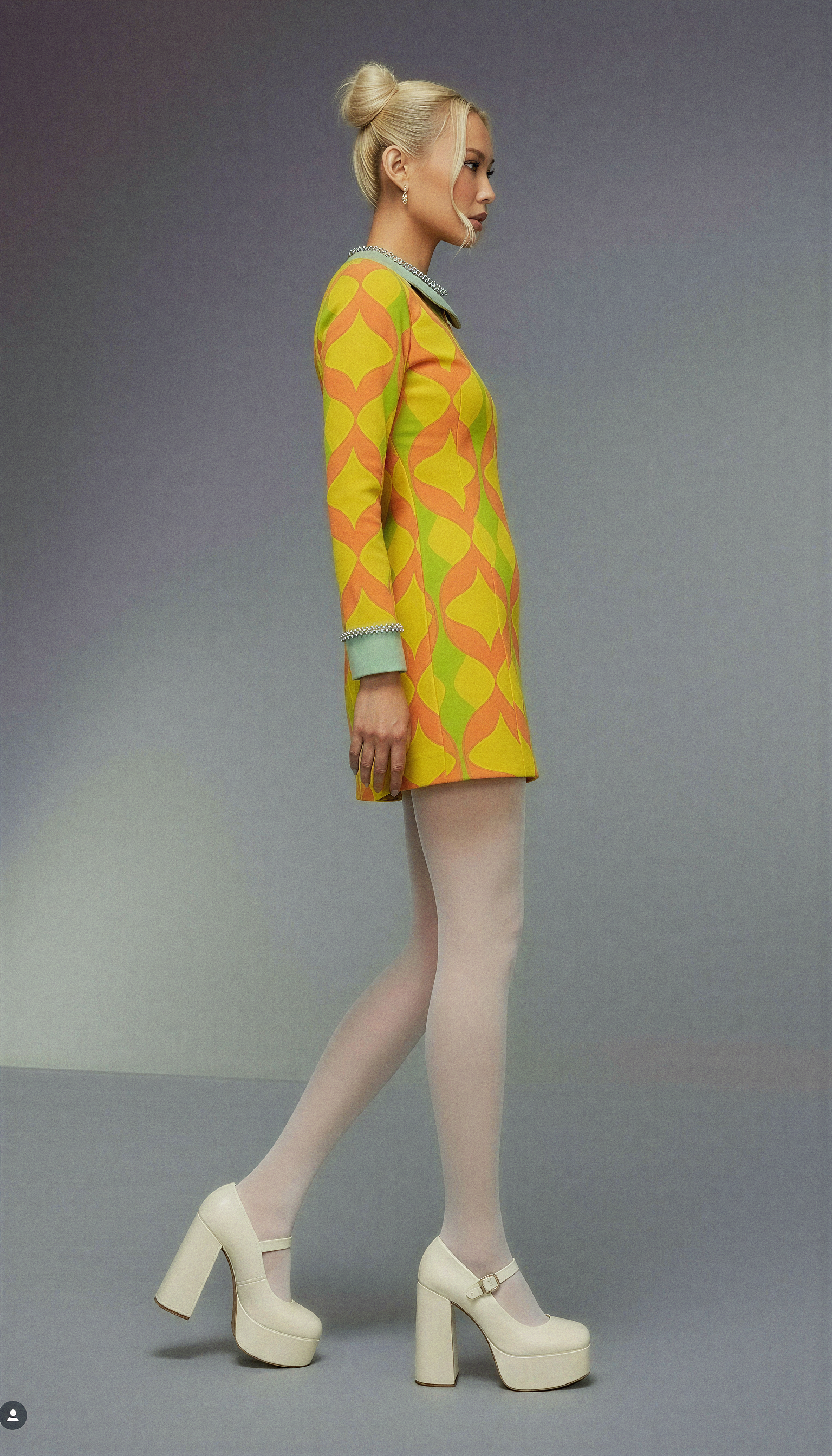 Yellow Pattern Mini Dress