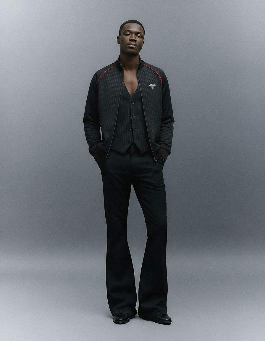 Pinstripe Jacket With Graphic Artwork