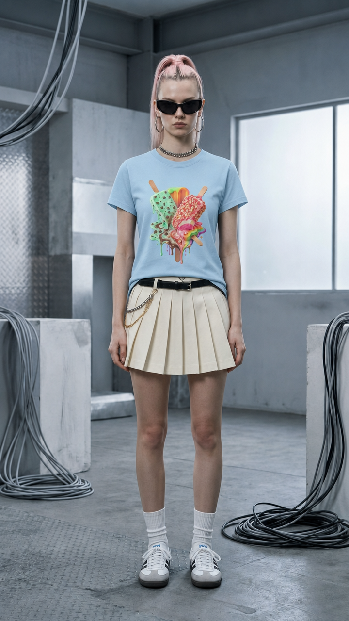 Summer Melt Fitted Graphic Tee Baby Blue