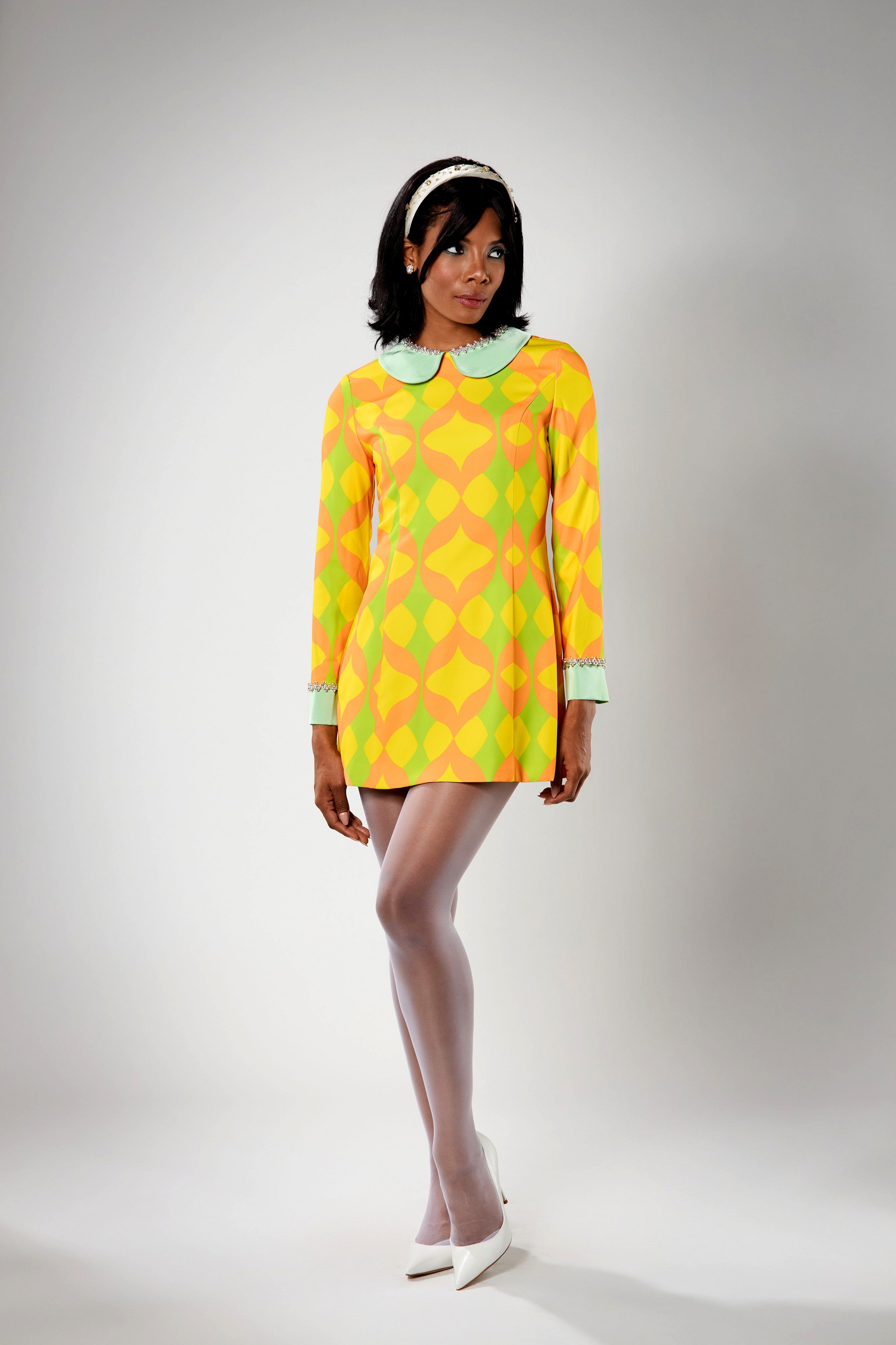 Yellow Pattern Mini Dress