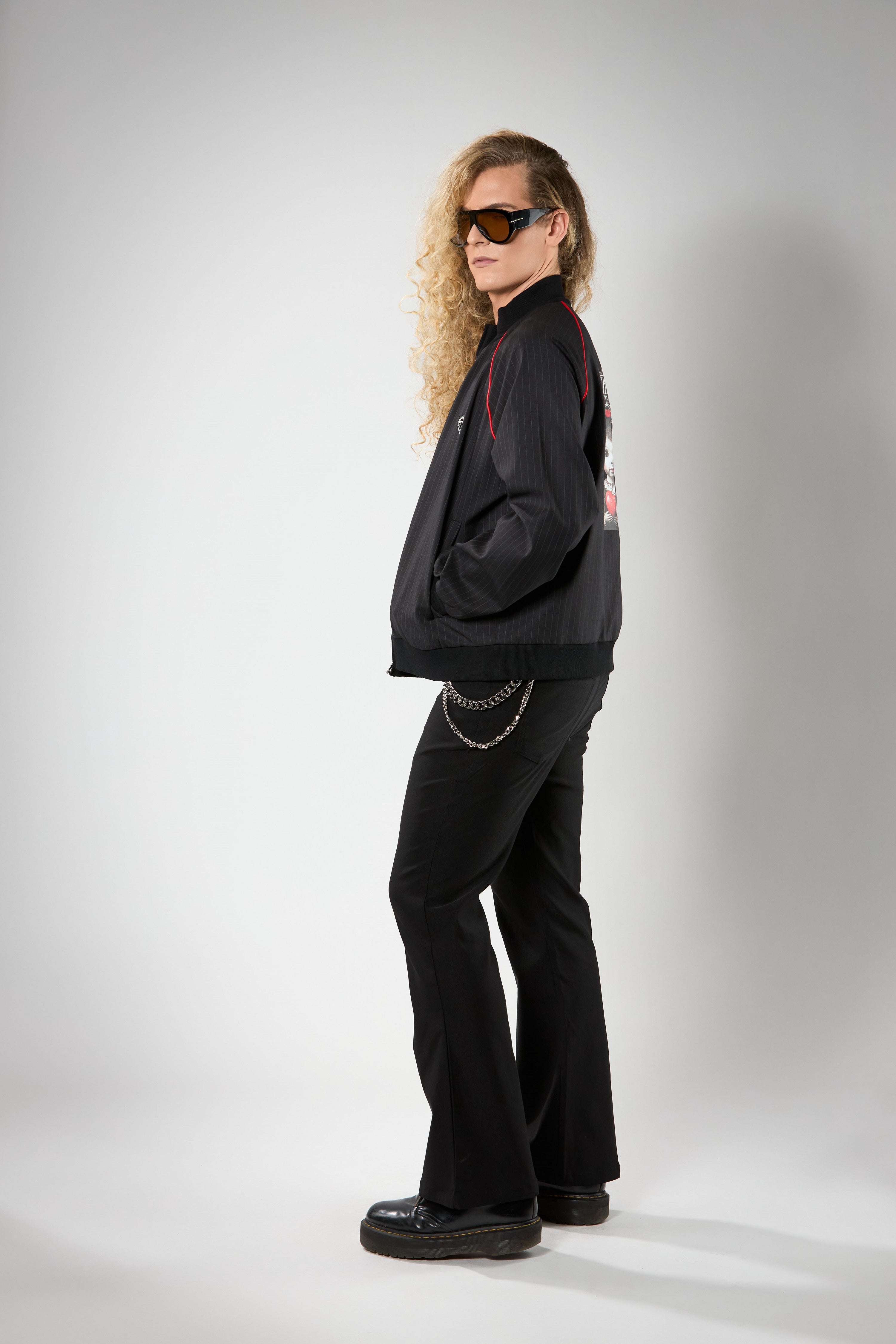 Pinstripe Jacket With Graphic Artwork