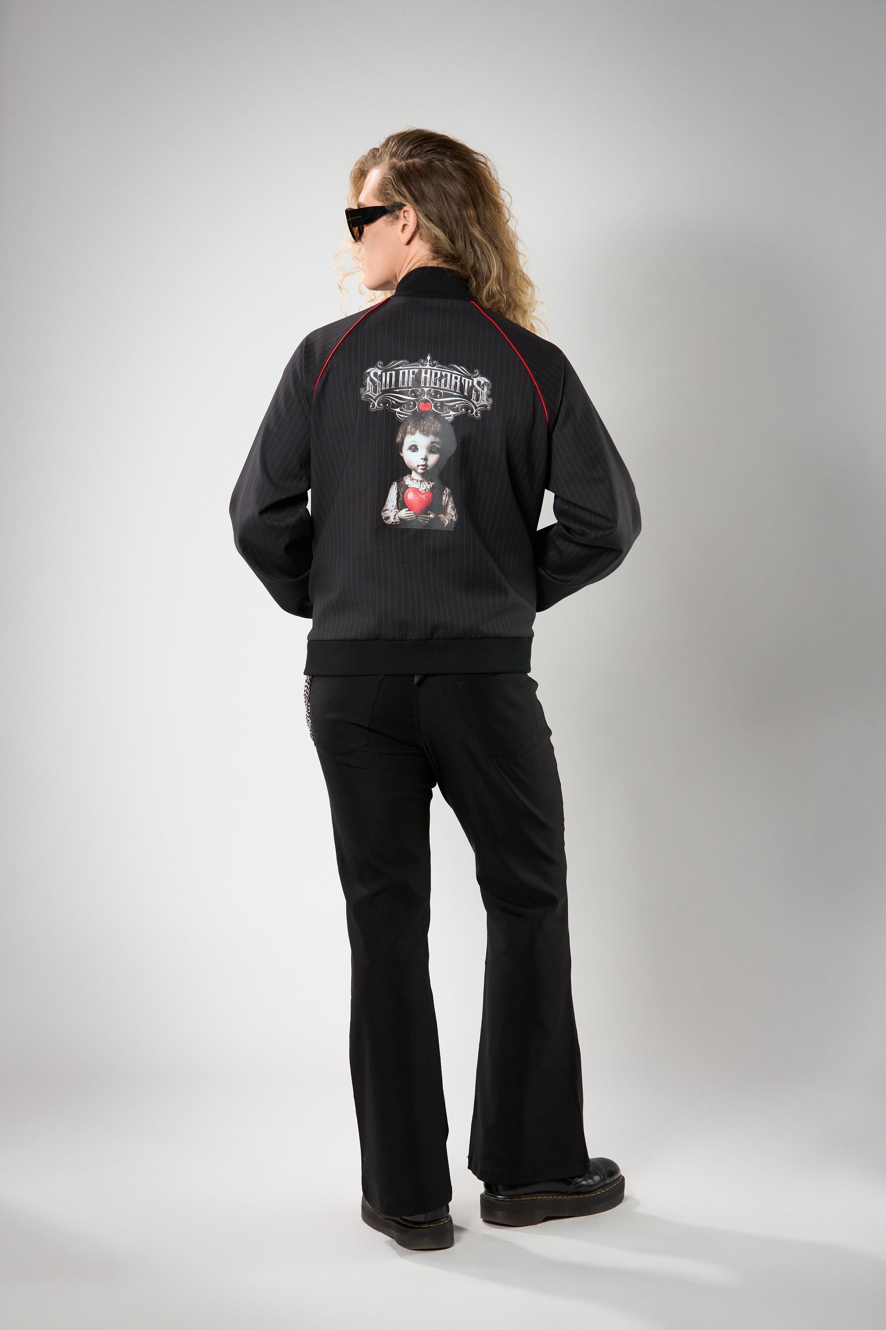 Pinstripe Jacket With Graphic Artwork