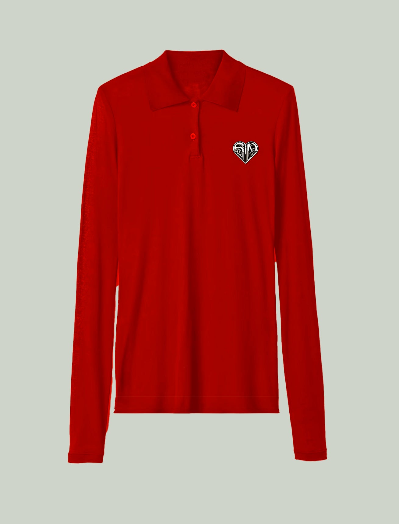 Red Fitted Long-sleeve Shirt