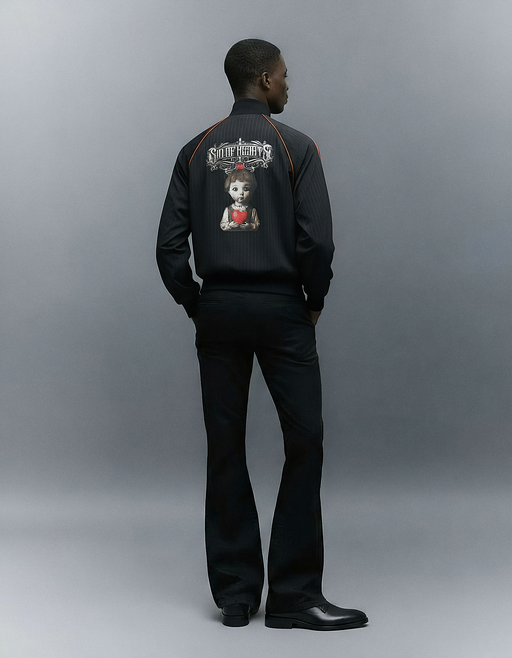 Pinstripe Jacket With Graphic Artwork