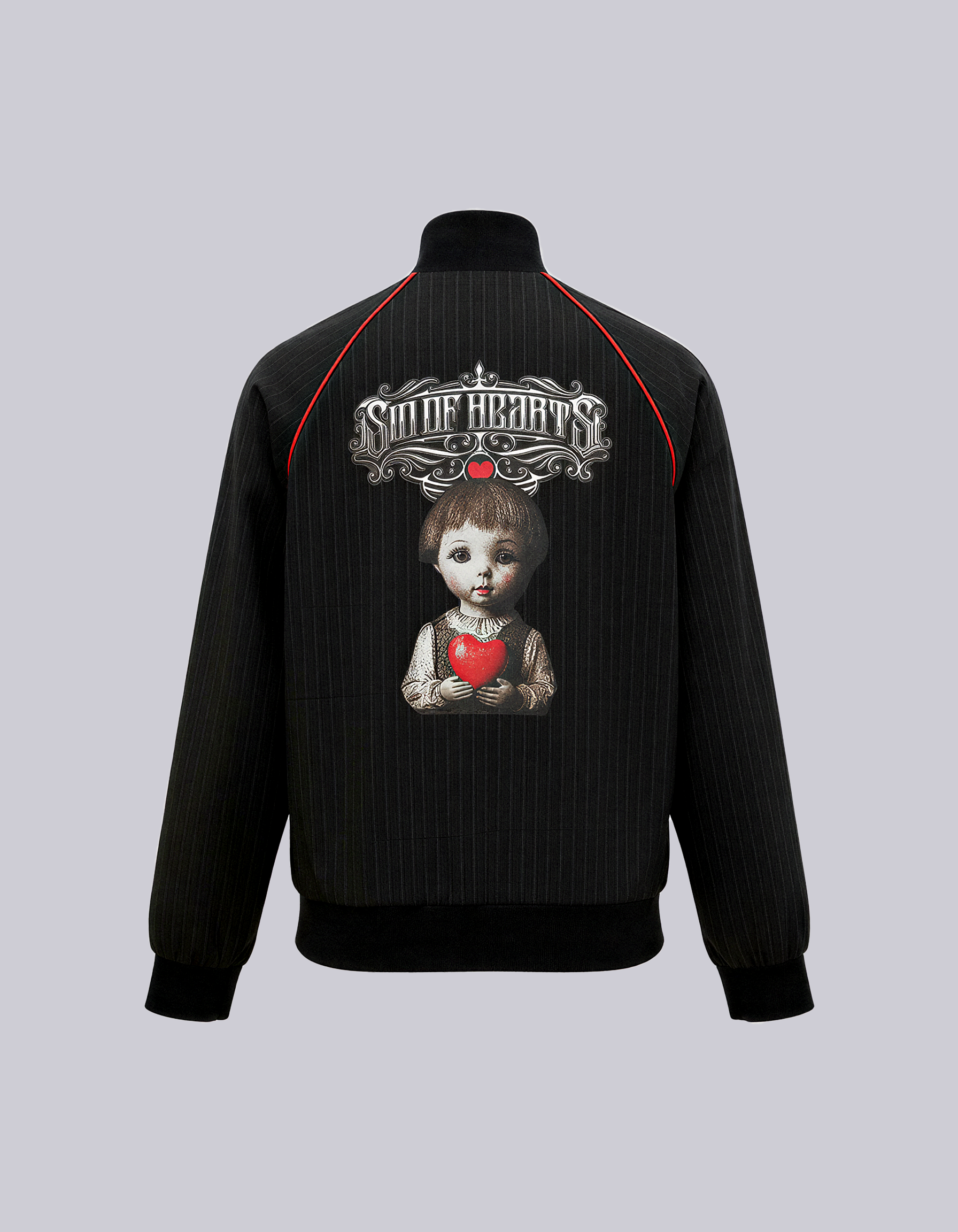 Pinstripe Jacket With Graphic Artwork