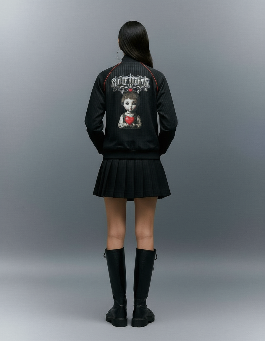 Pinstripe Jacket With Graphic Artwork