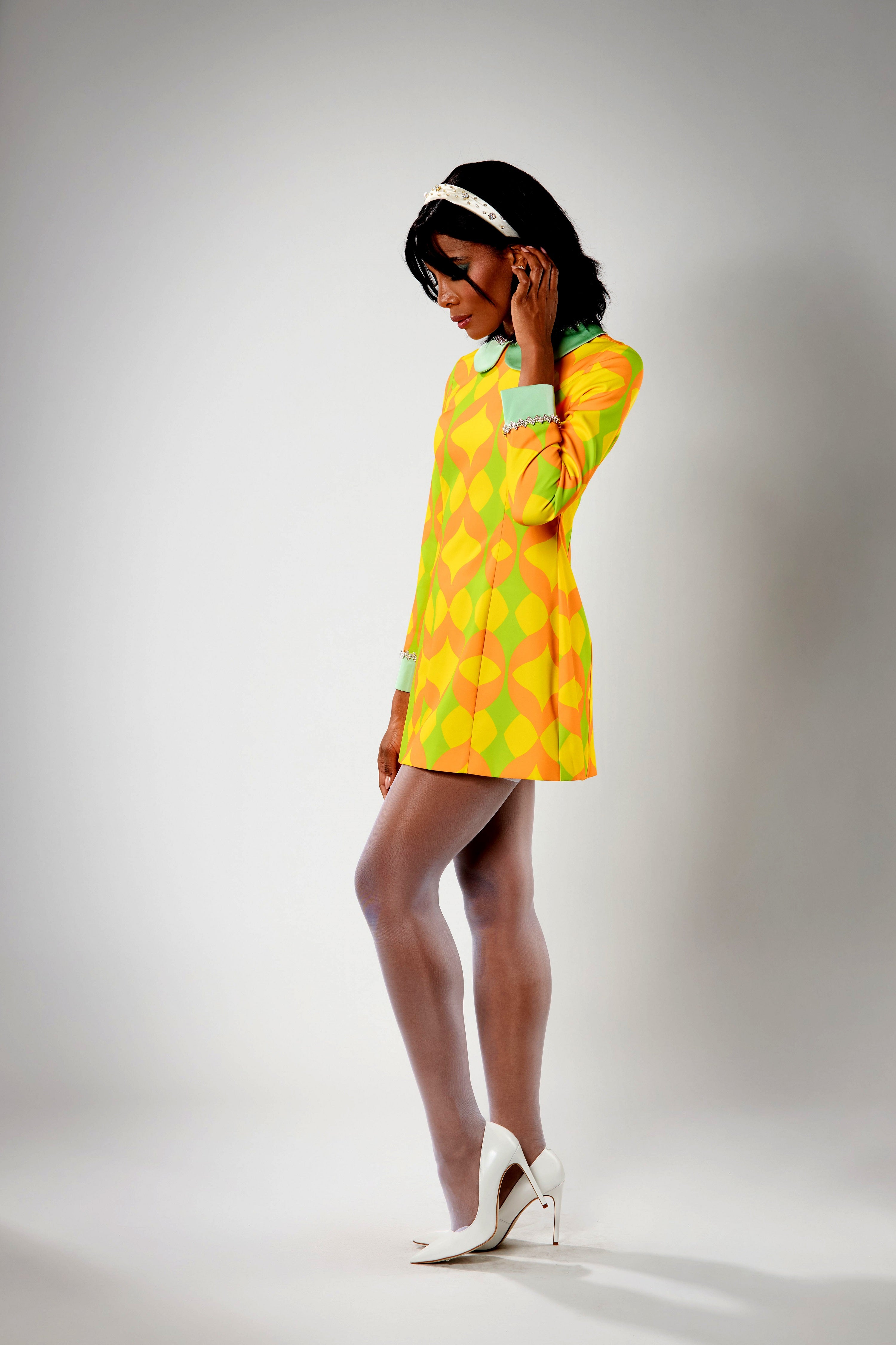 Yellow Pattern Mini Dress