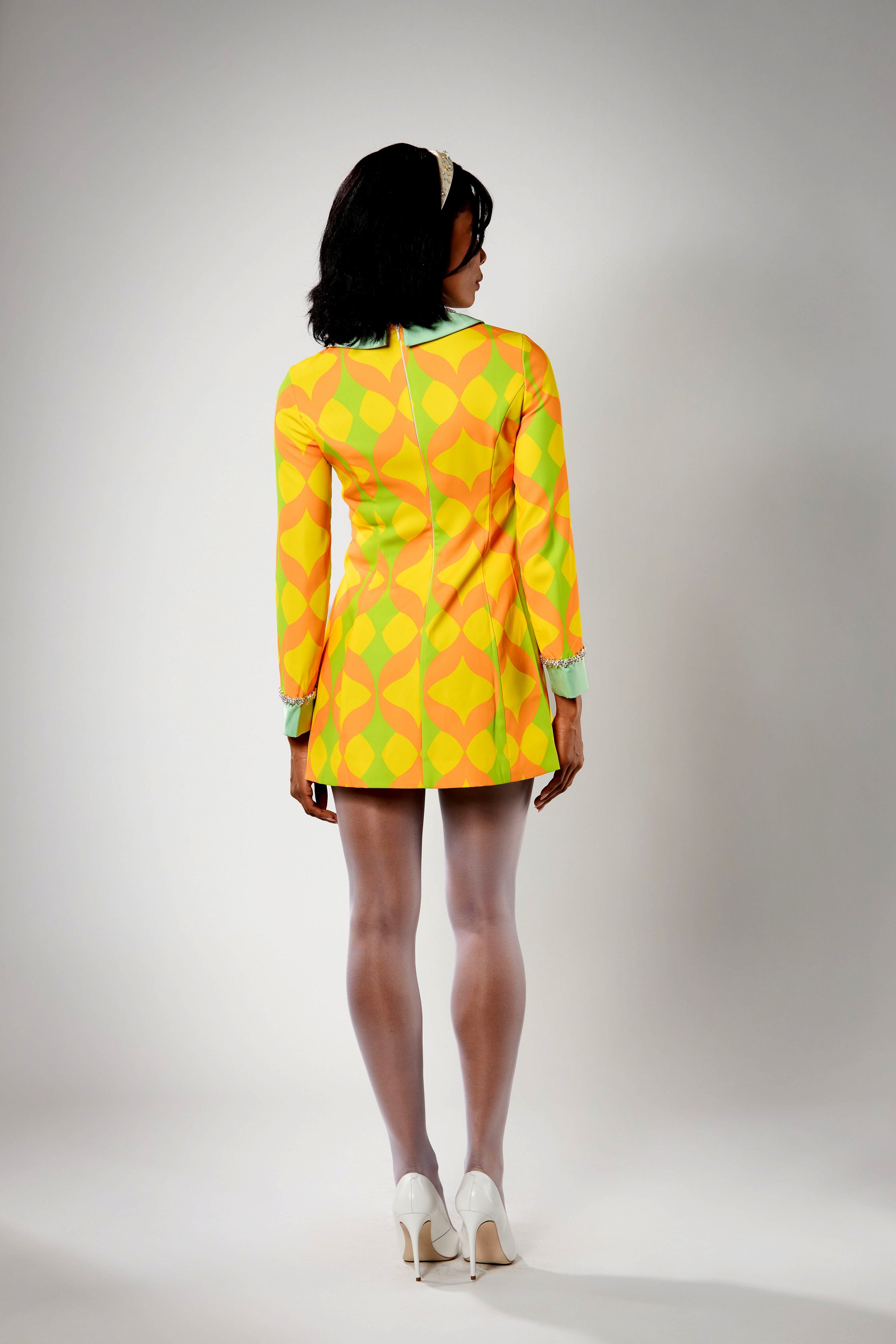 Yellow Pattern Mini Dress